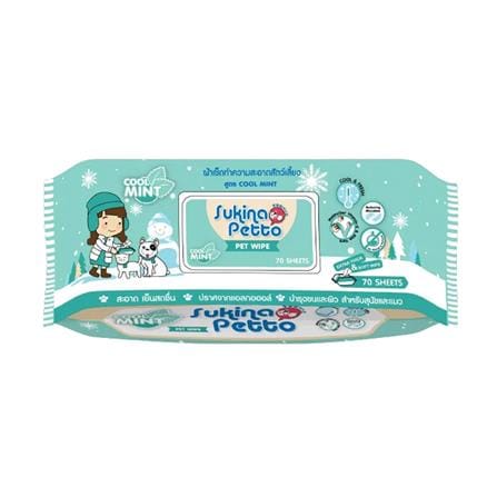 ผ้าเช็ดทำความสะอาดสัตว์เลี้ยง SUKINA PETTO COOL MINT 70 แผ่น