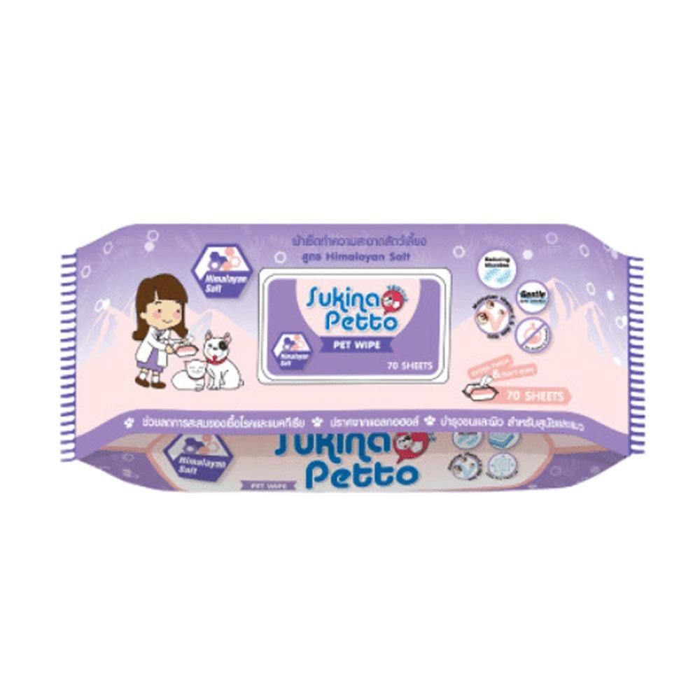 ผ้าเช็ดทำความสะอาดสัตว์เลี้ยง SUKINA PETTO HIMALAYAN SALT 70 แผ่น
