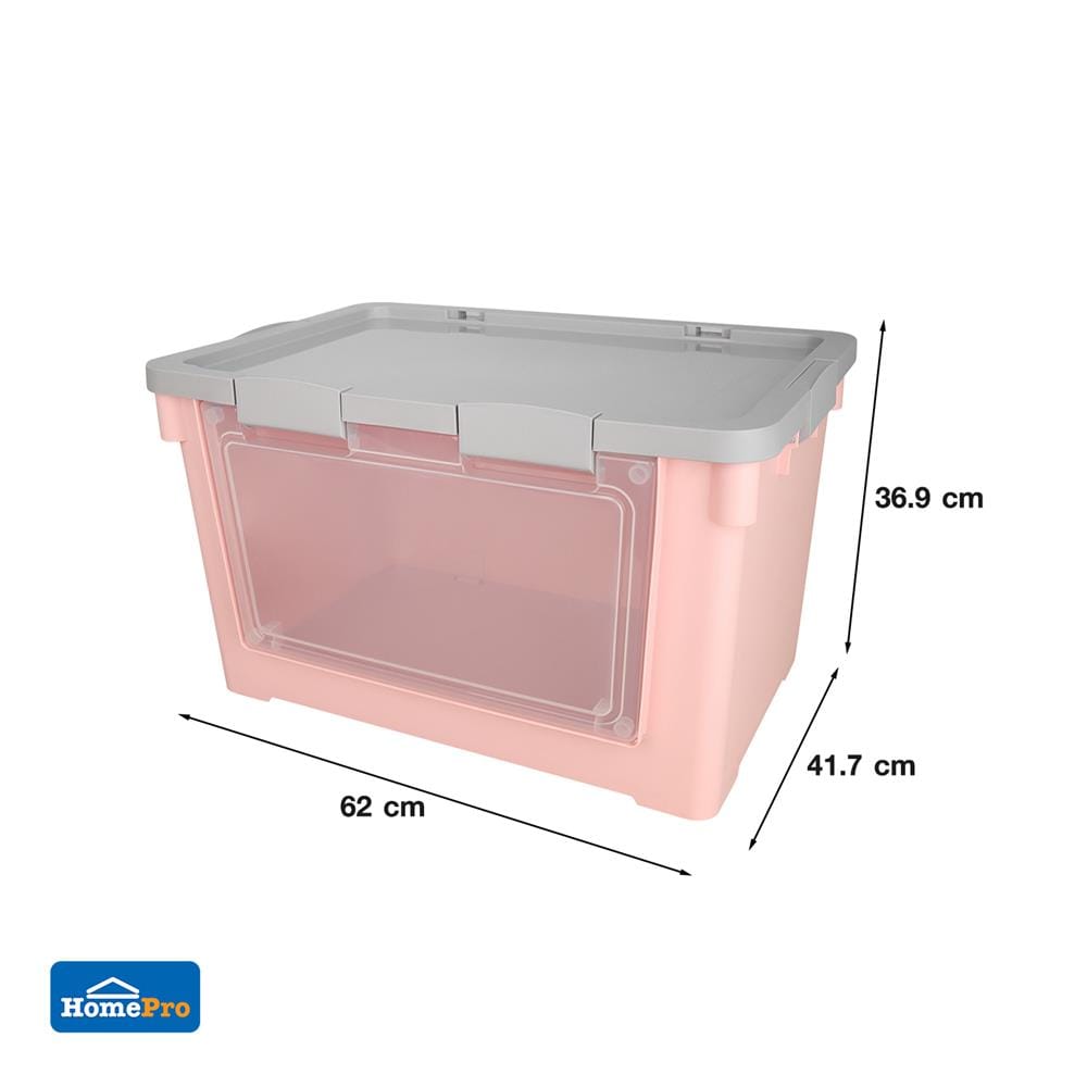 กล่องเก็บของฝาหน้า STACKO VIVE 62X41.7X36.9 ซม. สีชมพู
