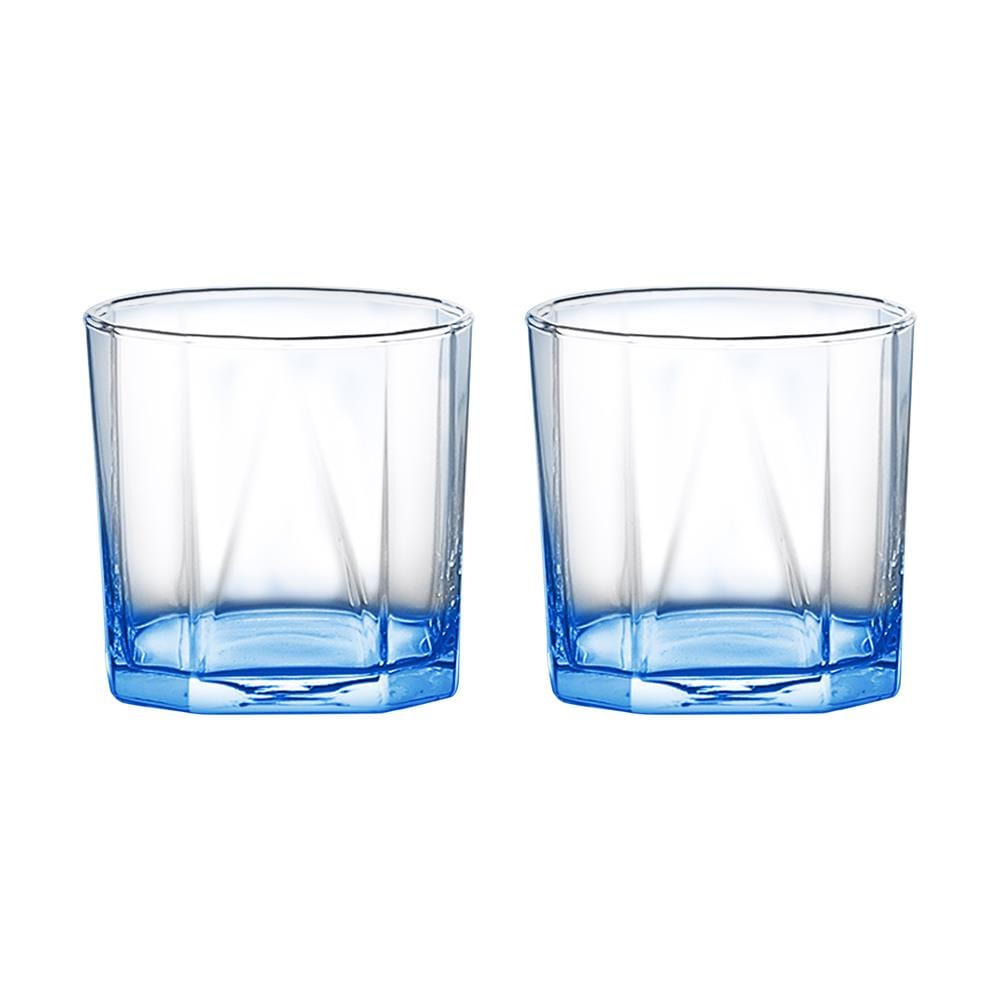 แก้วน้ำ 330ml OCEAN GLASS PYRAMID สีฟ้า แพ็ก 2 ใบ