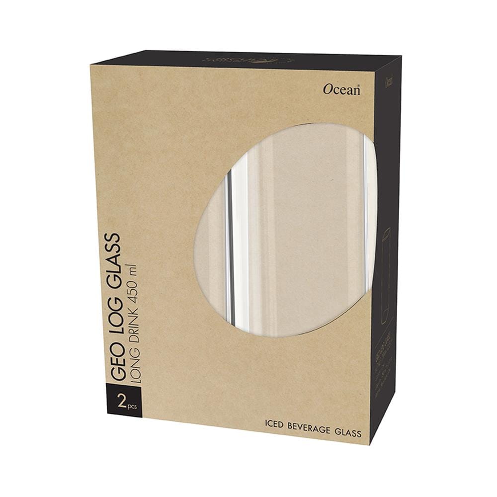 แก้วน้ำ 450 มล. OCEAN GLASS GEO LOG แพ็ก 2 ใบ