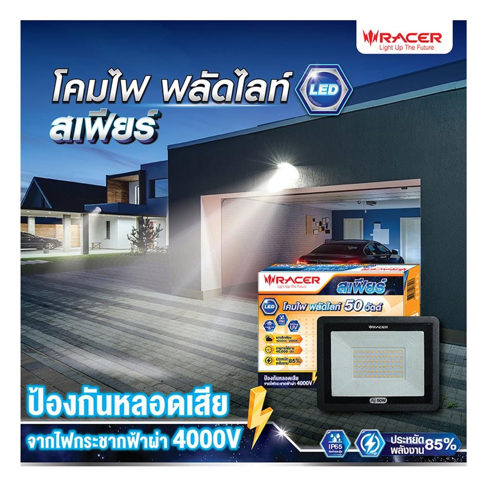 สปอตไลท์ภายนอก LED RACER SPHERE 50 วัตต์ WARM WHITE