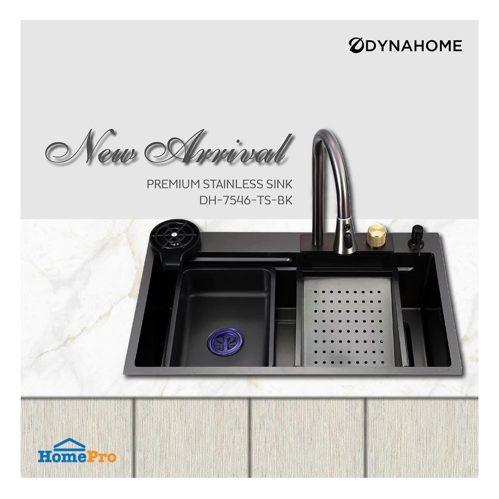 ซิงค์ฝัง 1 หลุม DYNA HOME DH-7546-TS-BK ดำ