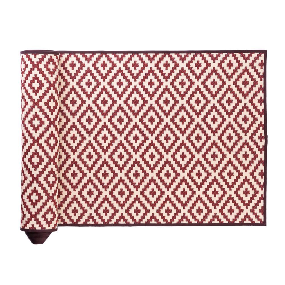 เสื่อวัด THA-WAI BURGUNDY 150X1000 ซม. สีดำ/ครีม/แดง