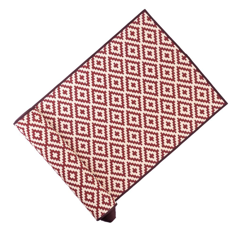 เสื่อวัด THA-WAI BURGUNDY 150X1000 ซม. สีดำ/ครีม/แดง