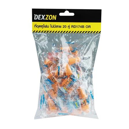 ที่อุดหูโฟม ไม่มีสาย DEXZON RD174B สีส้ม แพ็ก 20 คู่_2