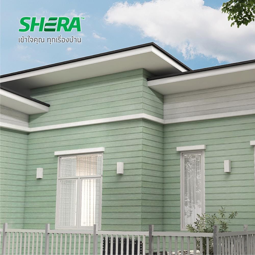 ไม้ฝา SHERA ขอบตรง ลายสัก 15X300X0.8 ซม. สีกรีนพาสเทล