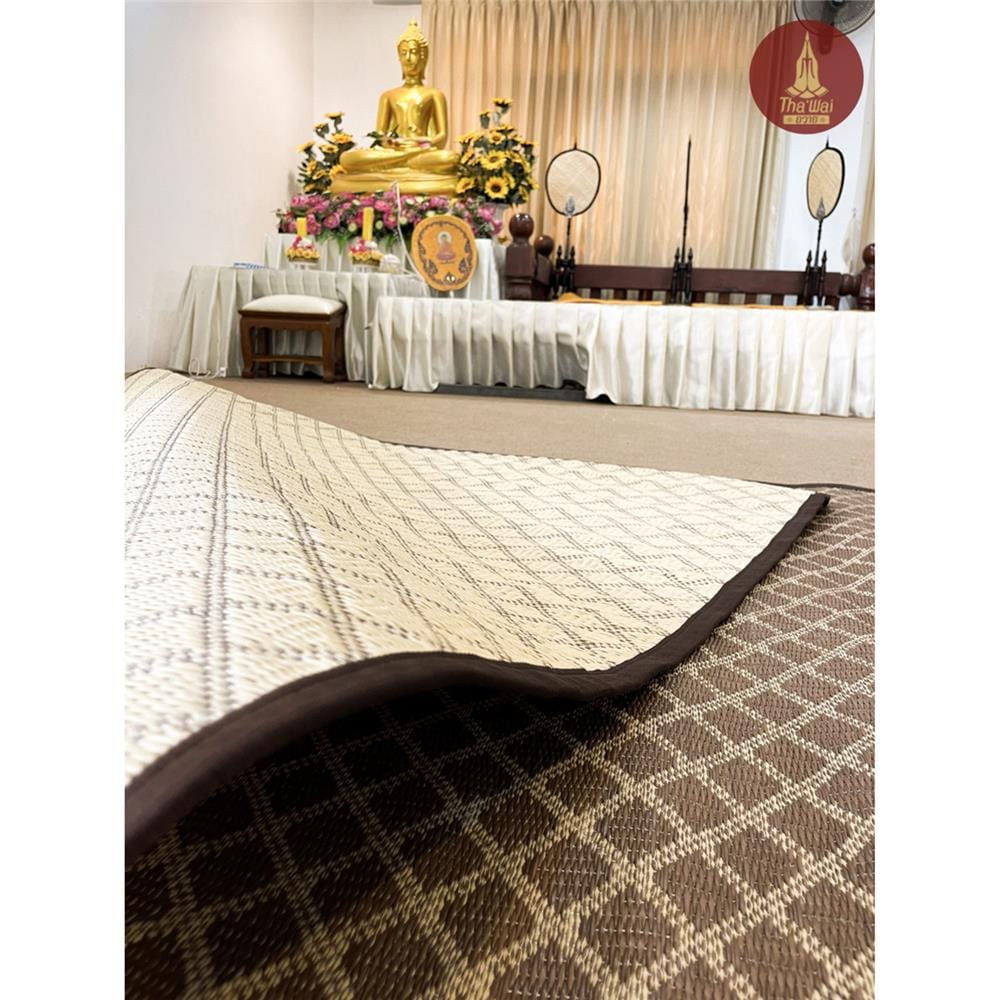 เสื่อวัด THA-WAI DHAM MA CHAT 90X1000 ซม. สีน้ำตาล/ครีม