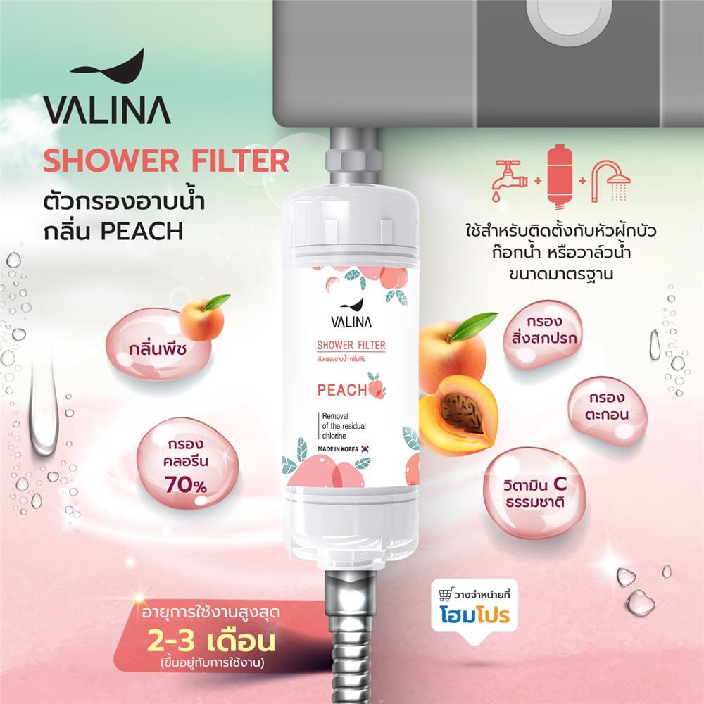 ตัวกรองอาบน้ำ VALINA VIT C กลิ่น PEACH