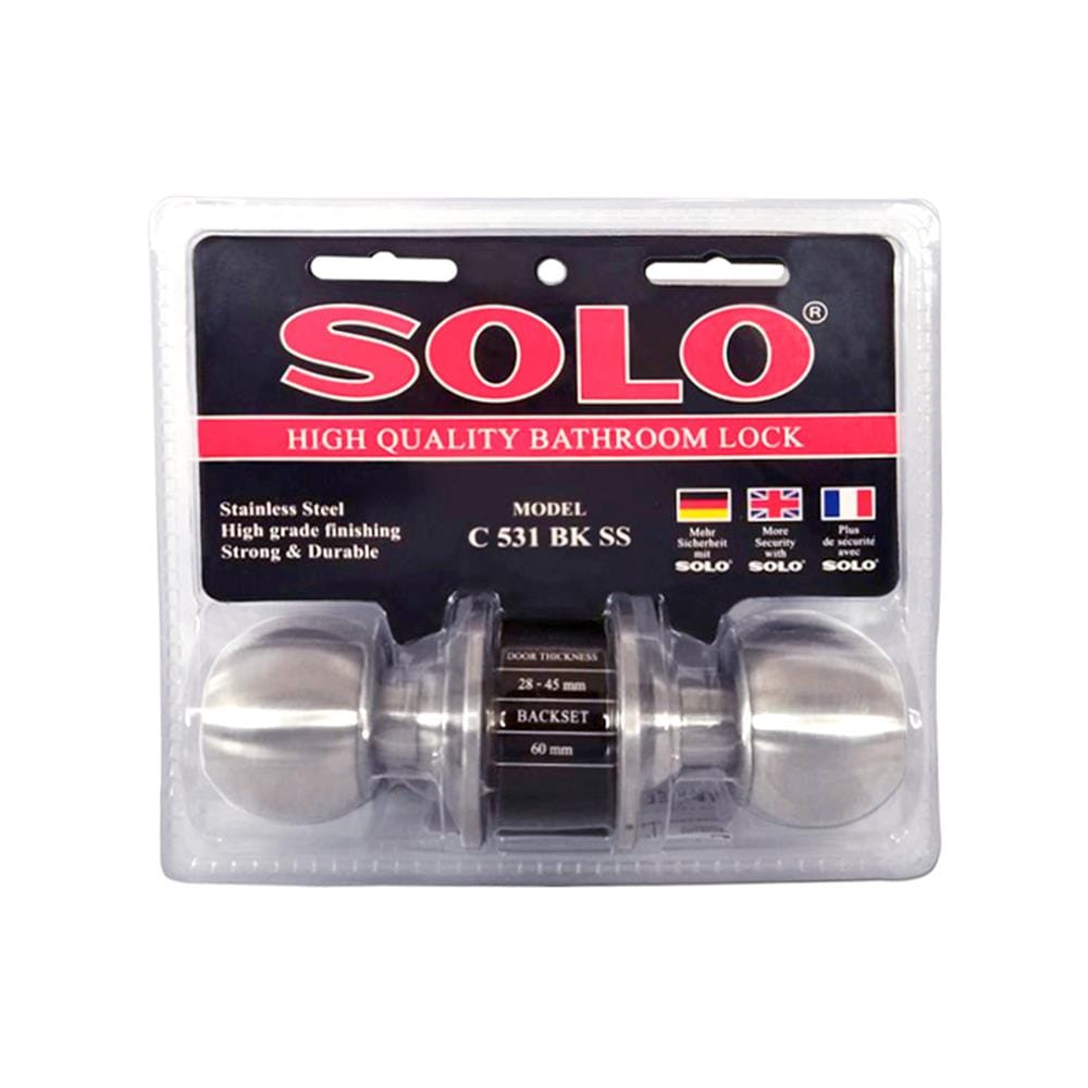 ลูกบิดประตูห้องน้ำ หัวกลม SOLO C531 BK-SS สีสเตนเลส (24 แพ็ก/ลัง)