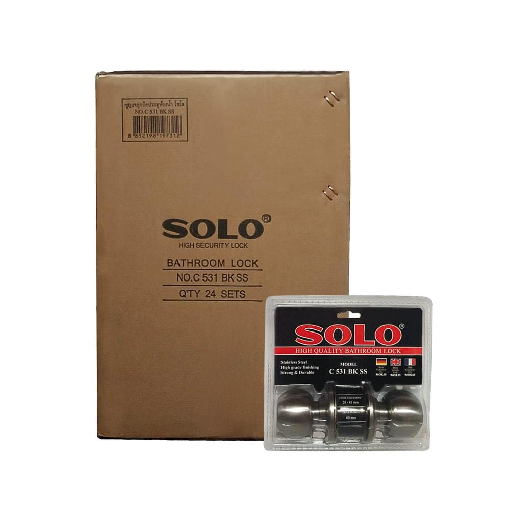 ลูกบิดประตูห้องน้ำ หัวกลม SOLO C531 BK-SS สีสเตนเลส (24 แพ็ก/ลัง)