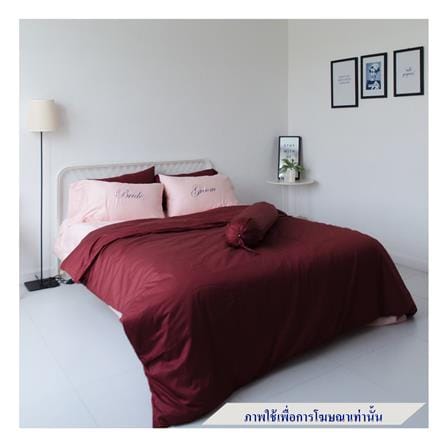 ชุดผ้าปูที่นอน 6 ฟุต 8 ชิ้น BENEATH BURGUNDY สีแดง_0