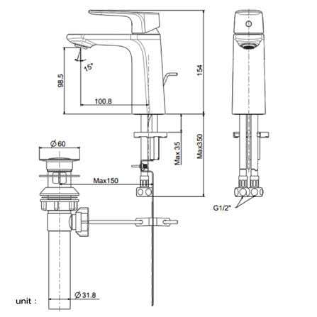 ก๊อกอ่างล้างหน้าผสม AMERICAN STANDARD A-1701-100-LL_1