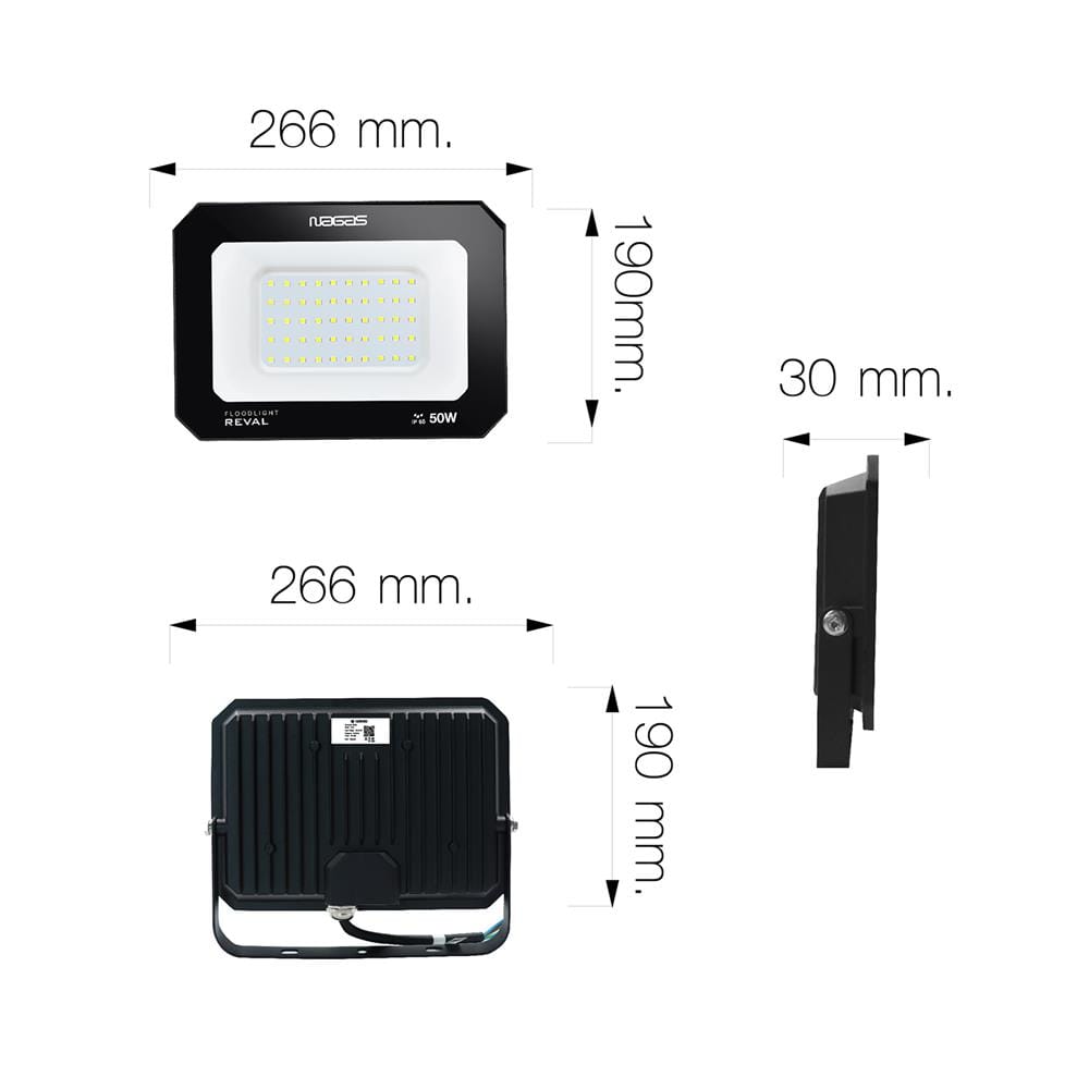 สปอตไลท์ภายนอก LED NAGAS REVAL 100 วัตต์ DAYLIGHT สีดำ