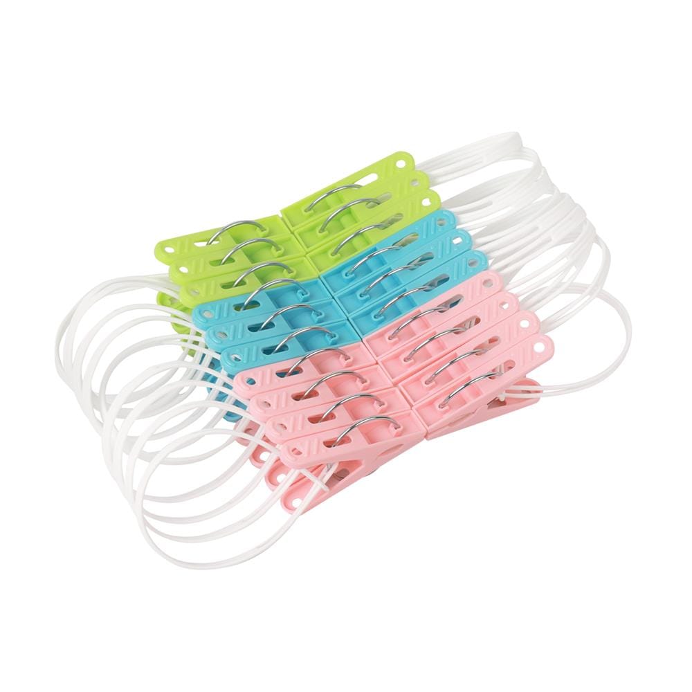กิ๊บหนีบผ้ามีสายคล้อง PLIM PASTEL หลากสี แพ็ก 20 ชิ้น