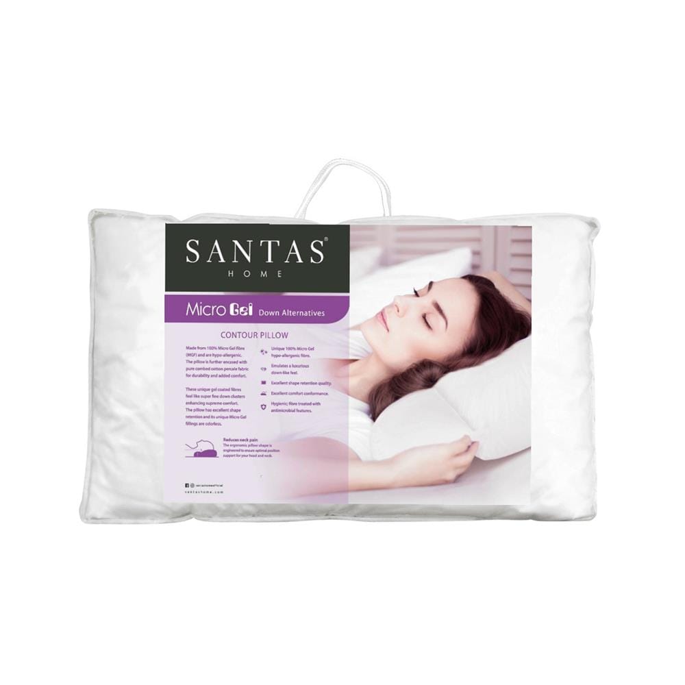 หมอนสุขภาพ ไมโครเจล SANTAS CONTOUR MICROGEL 19x29 นิ้วสีขาว