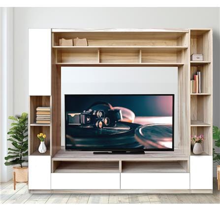 ชุดตู้วางทีวี BURO FUSIO TVSC200 200 ซม. สีอโรม่าโอ๊ค/ขาว_2