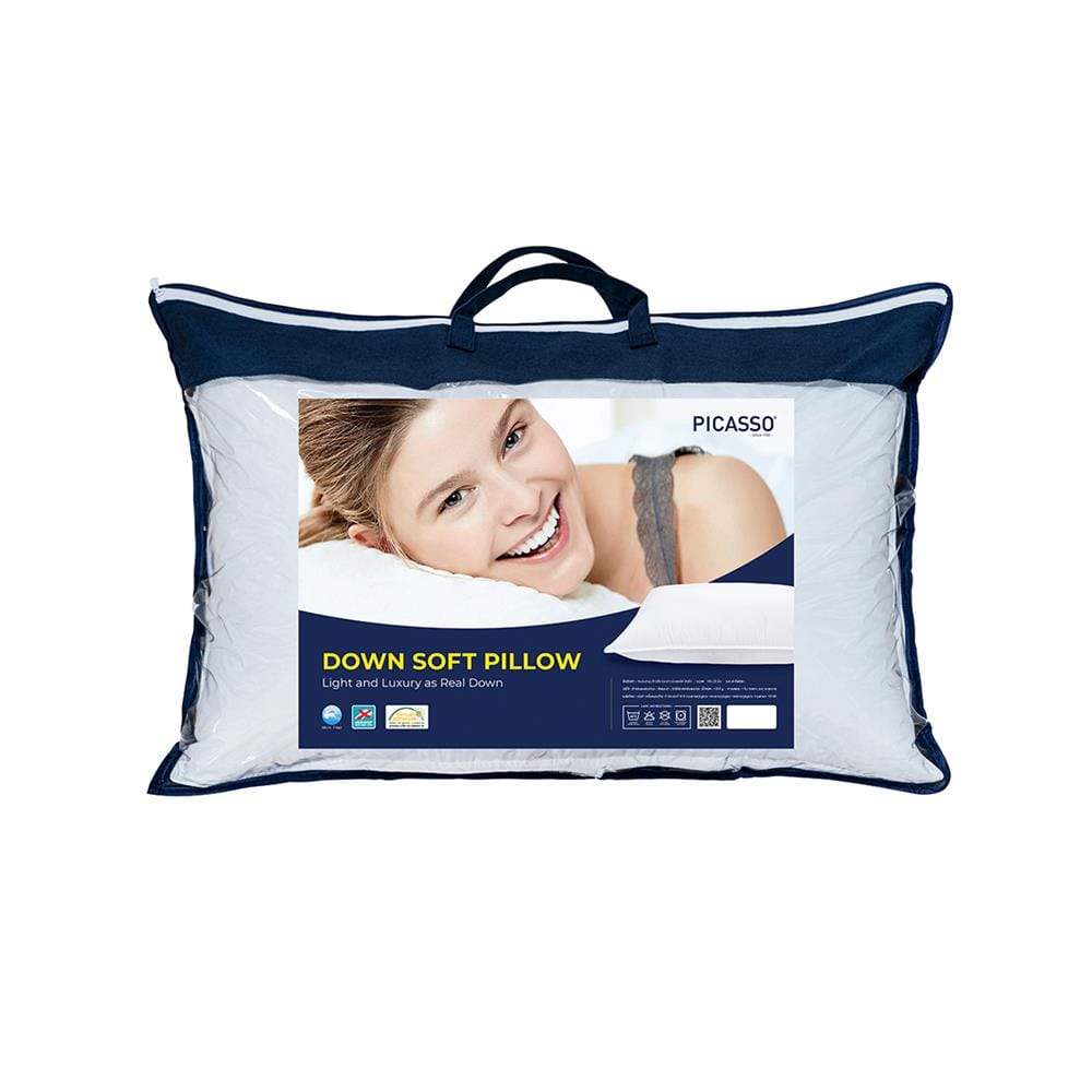 หมอนหนุน ไมโครไฟเบอร์ PICASSO DOWN SOFT 19x29 นิ้ว สีขาว