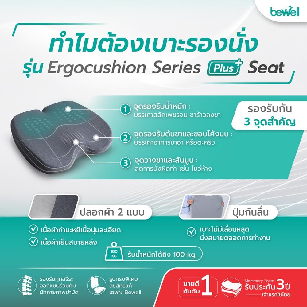 เบาะรองนั่ง BEWELL EC04 สีเทา