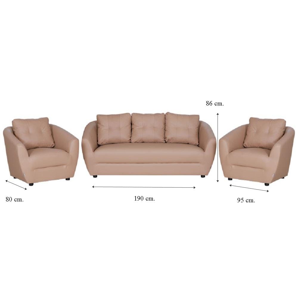ชุดโซฟา 5 ที่นั่ง AS FURNITURE ROOF LCRD01 PVC สีครีม