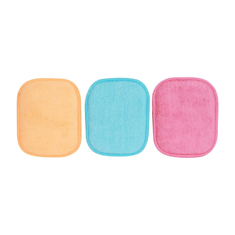 ฟองน้ำใยผ้าล้างจาน ACCO 11X14X1.5 ซม. แพ็ก 3 ชิ้น สีฟ้า/ชมพู/ส้ม