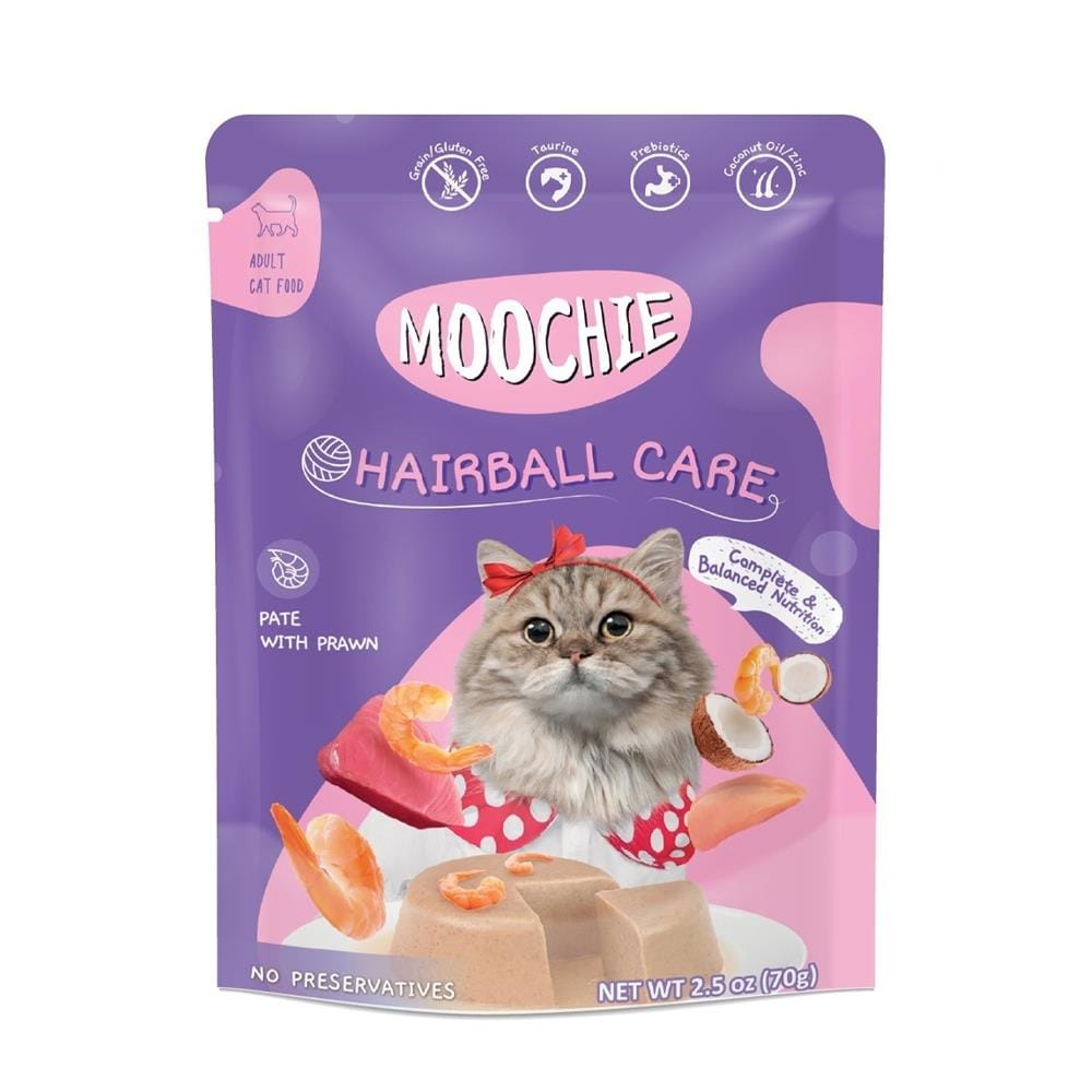 อาหารเปียกแมว MOOCHIE HAIRBALL CARE PATE SHRIMP 70 ก.