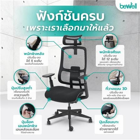 D.I.Y. เก้าอี้สุขภาพ BEWELL ENLIFT สีดำ_4