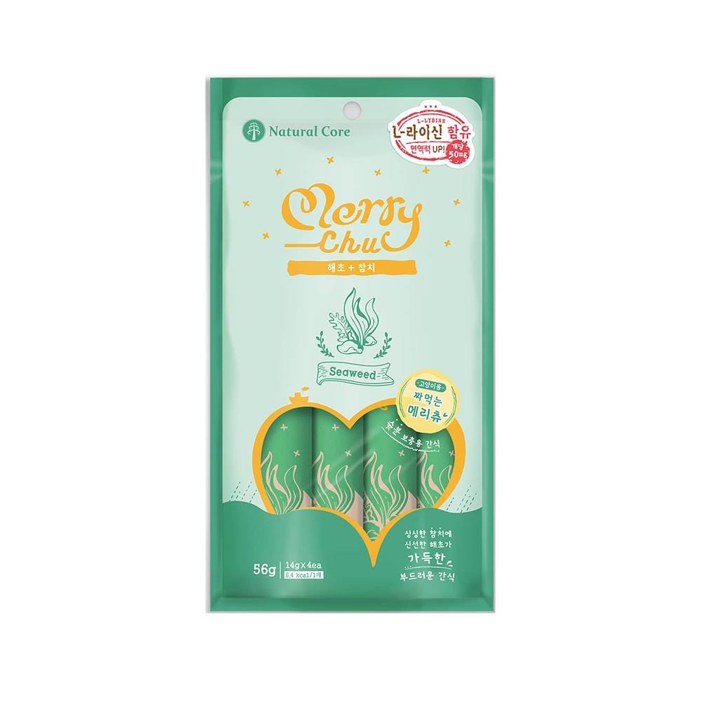 ขนมแมวเลีย NATURAL CORE MERRY SEAWEED TUNA 56 ก. (แพ็ก 4 ชิ้น )