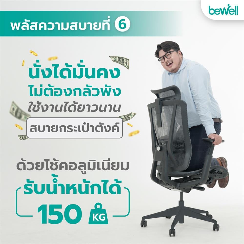เก้าอี้สุขภาพ BEWELL ENFOLD PLUS สีดำ