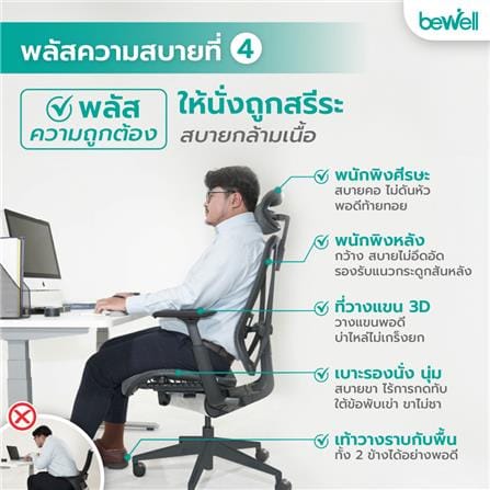 เก้าอี้สุขภาพ BEWELL ENFOLD PLUS สีดำ_7