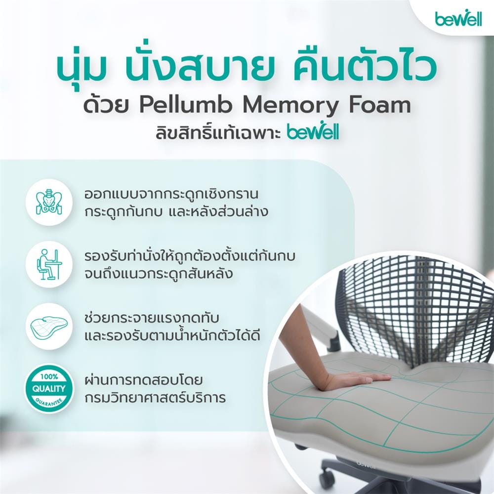 เก้าอี้สุขภาพ BEWELL EMBRACE PLUS สีเทา/ขาว