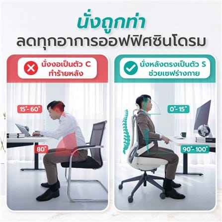 เก้าอี้สุขภาพ BEWELL EMBRACE PLUS สีเทา/ขาว_5