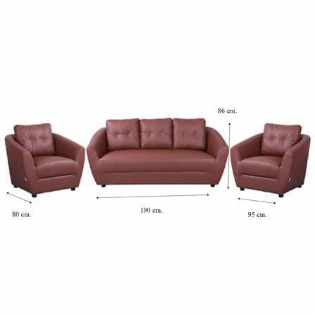 ชุดโซฟา 5 ที่นั่ง AS FURNITURE ROOF LBWD41 PVC สีน้ำตาลอ่อน_7