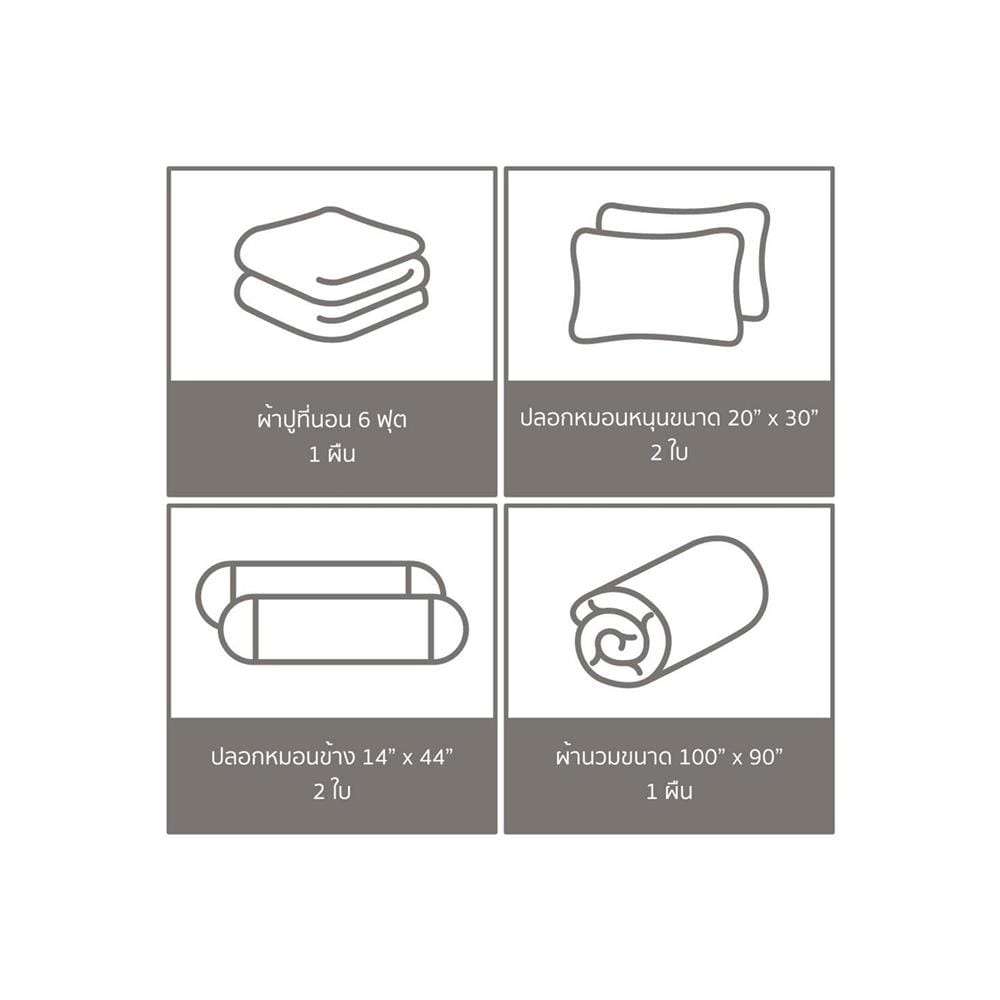 ชุดผ้าปูที่นอน 6 ฟุต 6 ชิ้น SATIN PLUS PRINT PP021