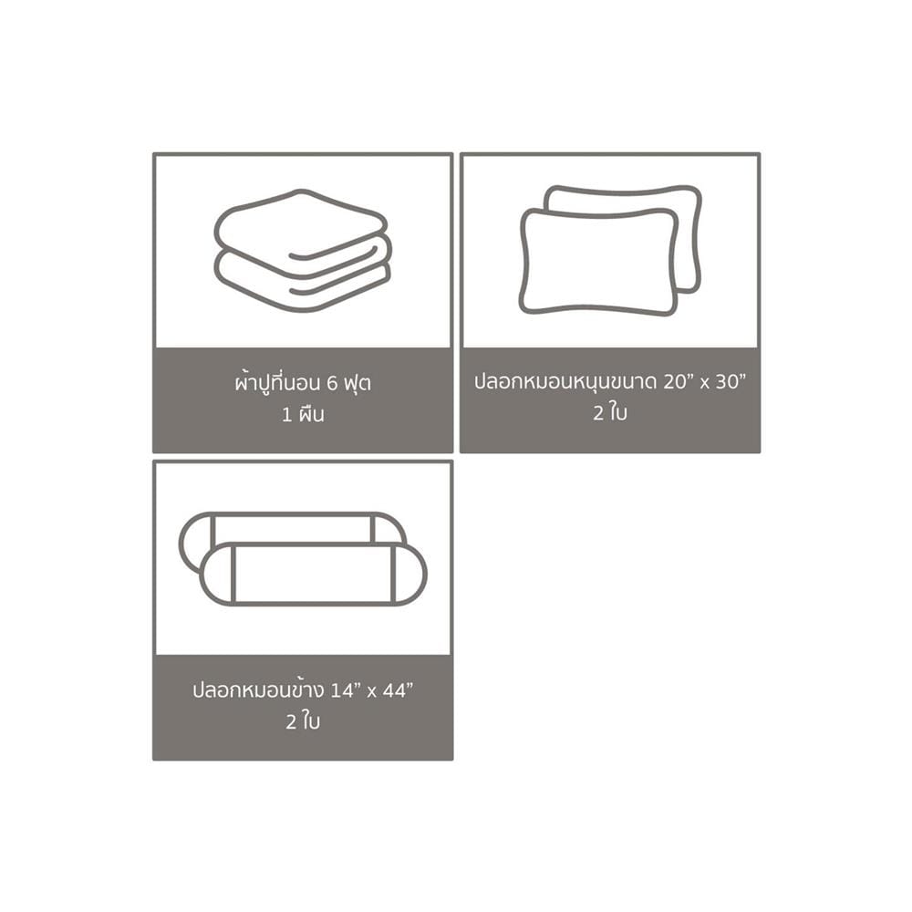 ชุดผ้าปูที่นอน 6 ฟุต 5 ชิ้น SATIN PLUS SOLID PS019