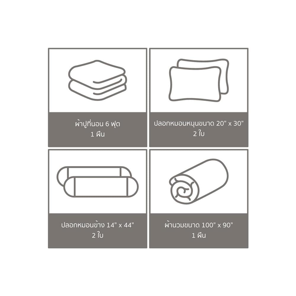 ชุดผ้าปูที่นอน 6 ฟุต 6 ชิ้น SATIN PLUS PRINT PP025