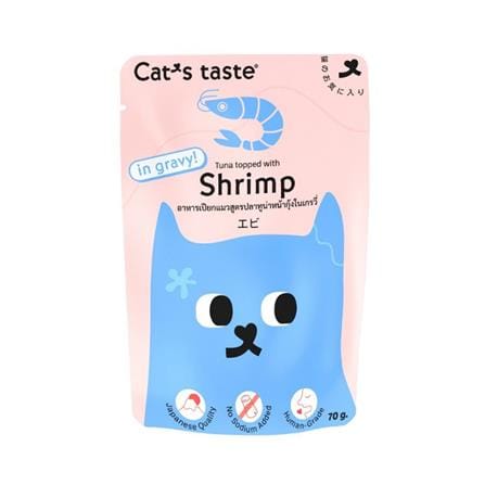 อาหารเปียกแมว CAT'S TASTE POUCH TUNA SHRIMP IN GRAVY 70 ก._0