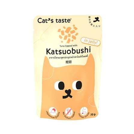 อาหารเปียกแมว CATS TASTE TUNA TOPPED WITH KATSUOBUSHI IN JELLY 70 ก._0