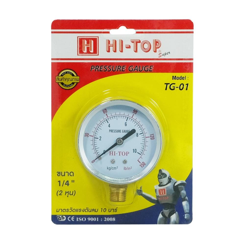 เกจ์วัดลม HI-TOP 10 บาร์ เกลียวนอก 2 หุน