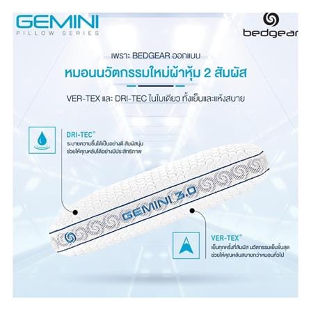 หมอนสุขภาพ เมมโมรี่โฟม BEDGEAR GEMINI 3.0 17x24 นิ้ว สีขาว_6