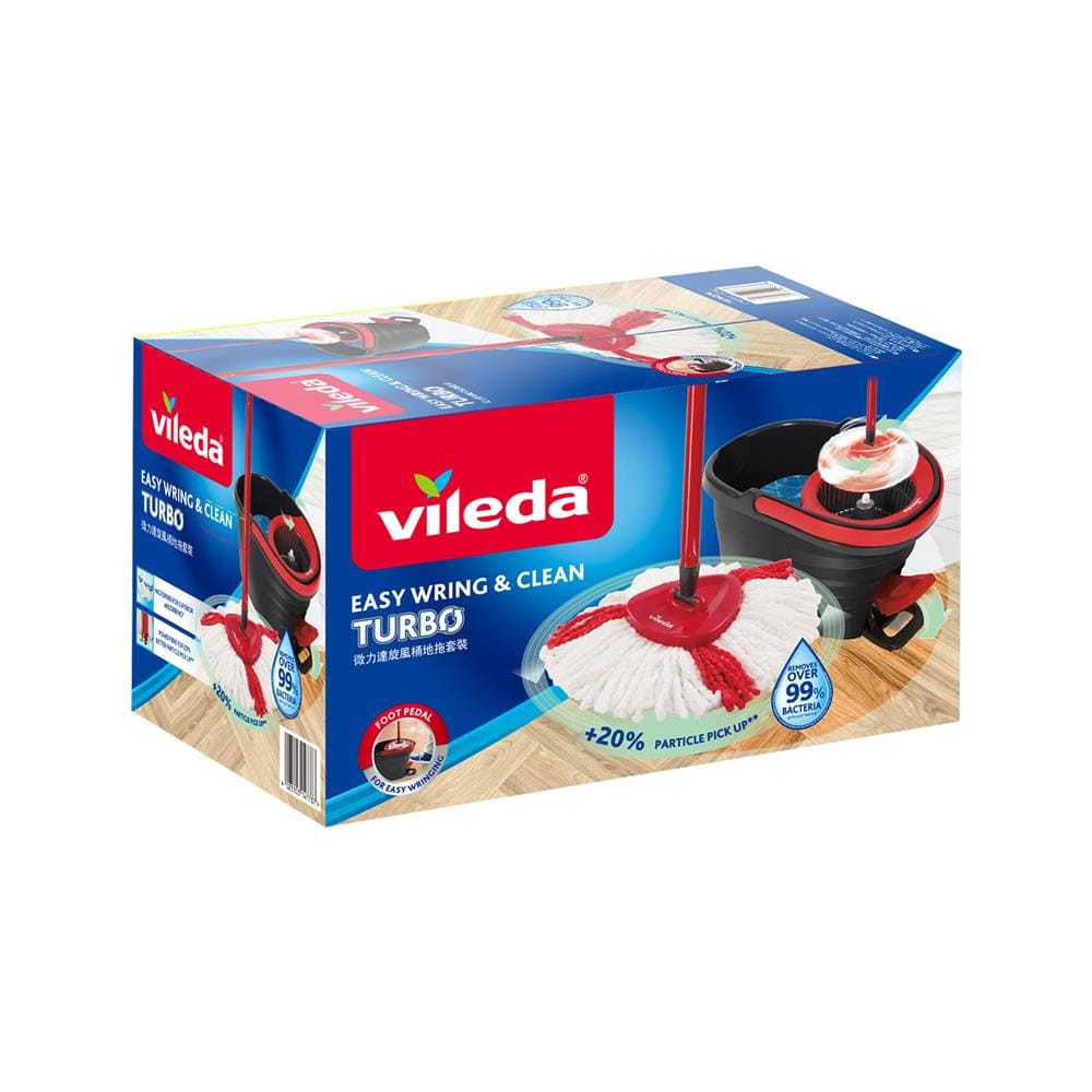 ชุดอุปกรณ์ถังปั่นพร้อมไม้ม็อบ VILEDA EASY WRING & CLEAN TUBO สีดำ/แดง