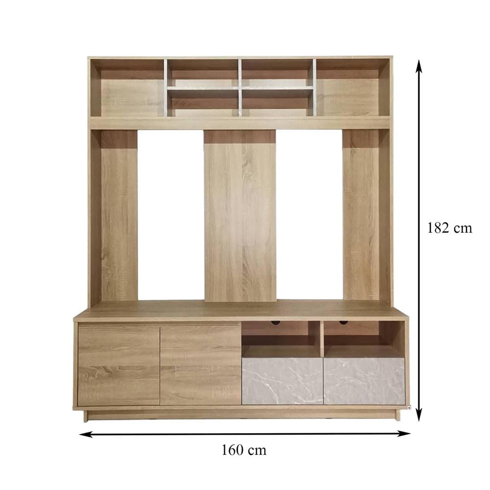ชุดตู้วางทีวี ME LIVING 160 ซม. สี SOLID OAK/MARBLE