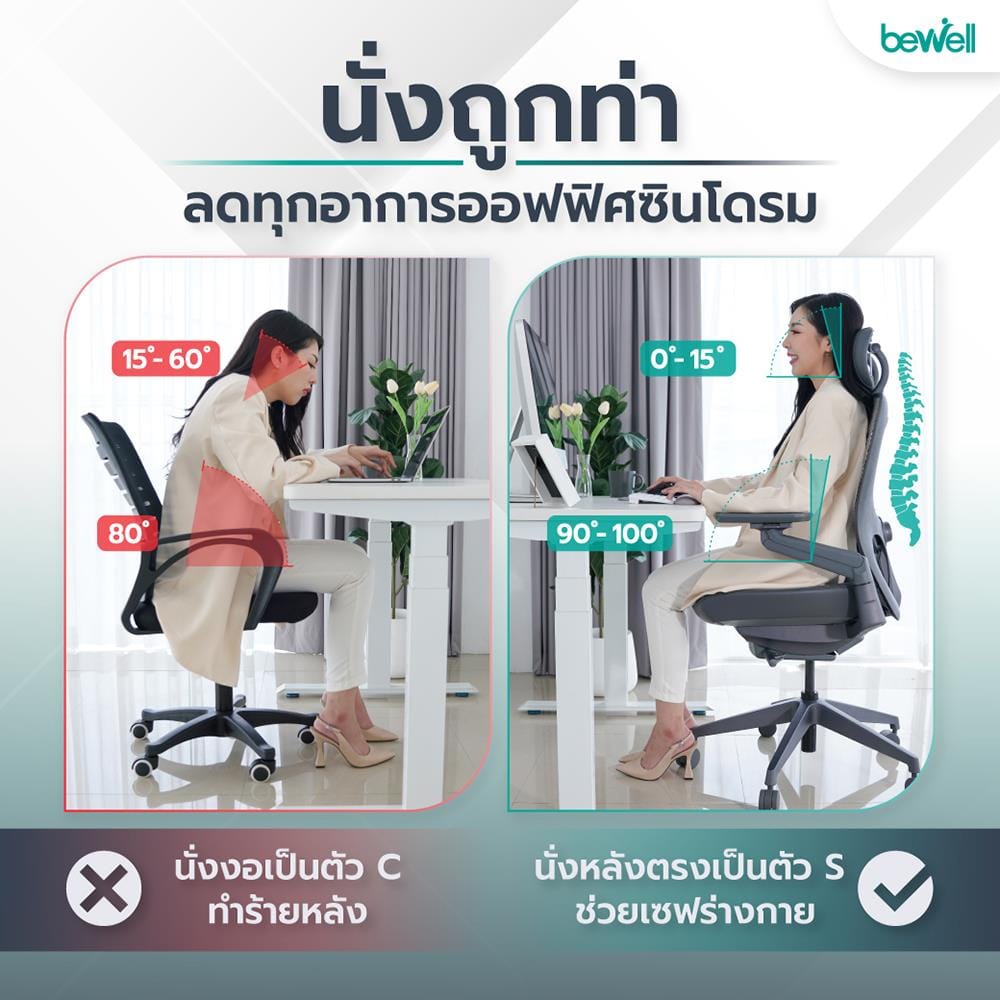 เก้าอี้สุขภาพ BEWELL ENCLOSE PLUS สีเทาเข้ม