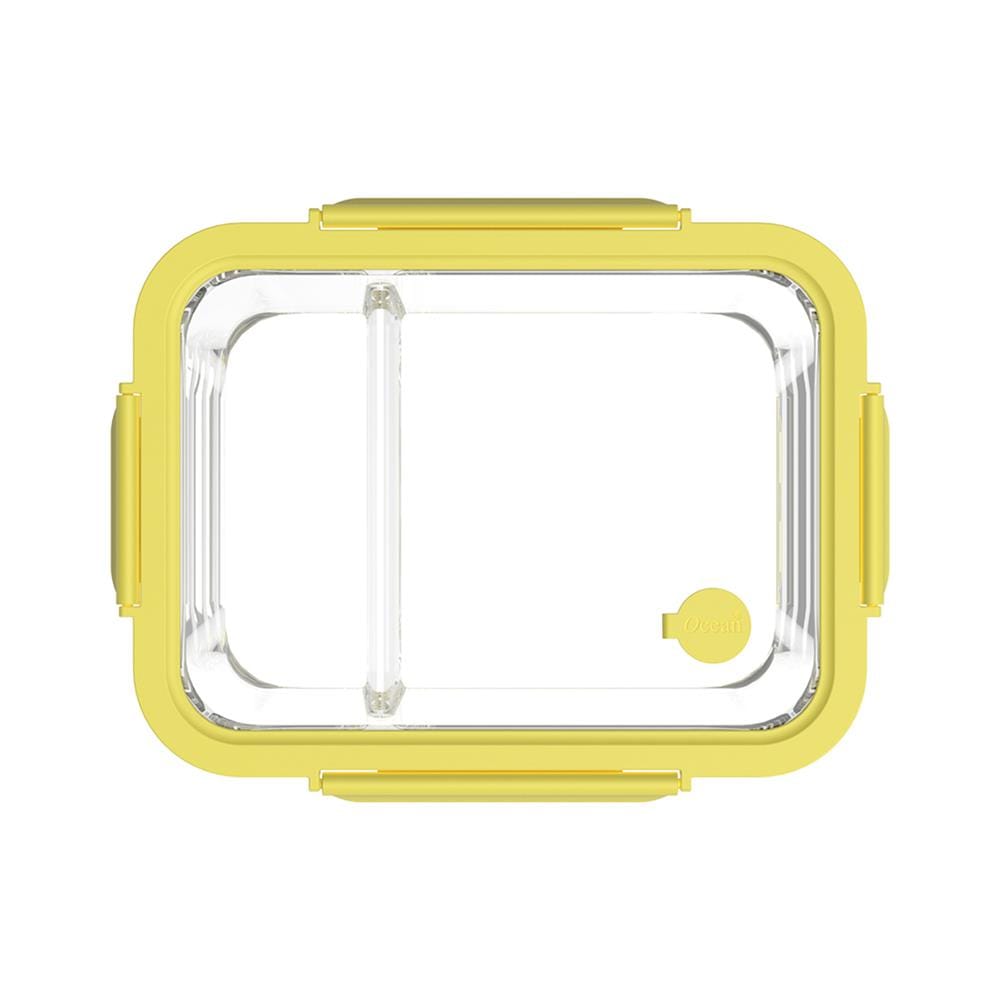 กล่องอาหารเหลี่ยม 2 ช่อง OCEAN GLASS REGO BOX 1.05 ลิตร สีเหลือง/ใส
