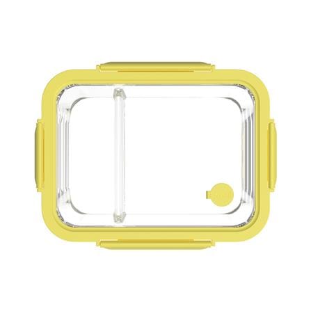 กล่องอาหารเหลี่ยม 2 ช่อง OCEAN GLASS REGO BOX 1.05 ลิตร สีเหลือง/ใส_1