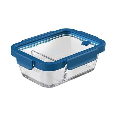 กล่องอาหารเหลี่ยม 2 ช่อง OCEAN GLASS REGO BOX 1.05 ลิตร สีน้ำเงิน/ใส_0