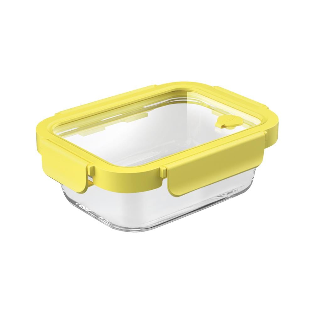 กล่องอาหารเหลี่ยม OCEAN GLASS REGO BOX 0.64 ลิตร สีเหลือง/ใส