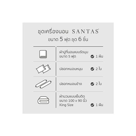 ชุดผ้าปูที่นอน 5 ฟุต 6 ชิ้น SANTAS FELINE BL_6