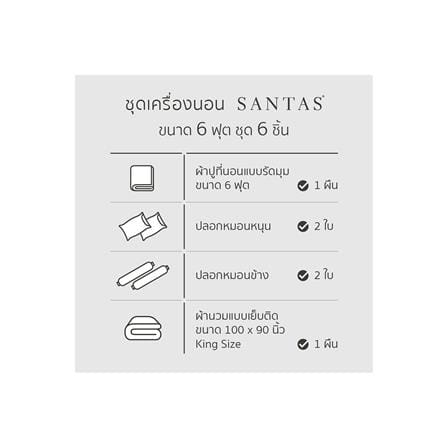 ชุดผ้าปูที่นอน 6 ฟุต 6 ชิ้น SANTAS FELINE BL_6