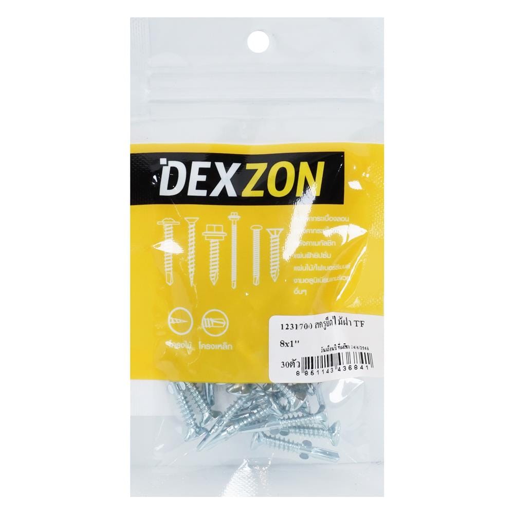สกรูยึดไม้ฝามีปีก TF DEXZON 8x1 นิ้ว (แพ็ก 30 ชิ้น)